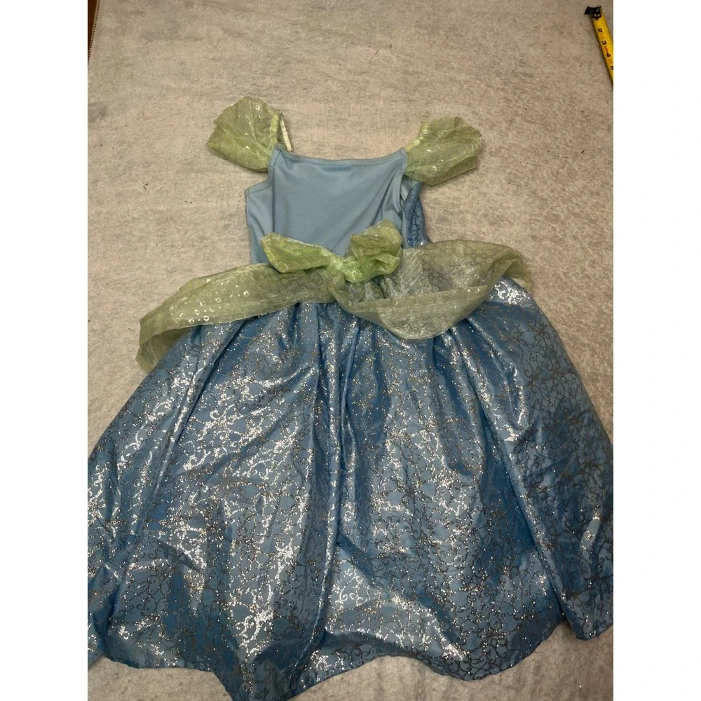 Disney Parks Cinderella Costume Dress Blue Silver Glitter Filigree Girls 6/6X
